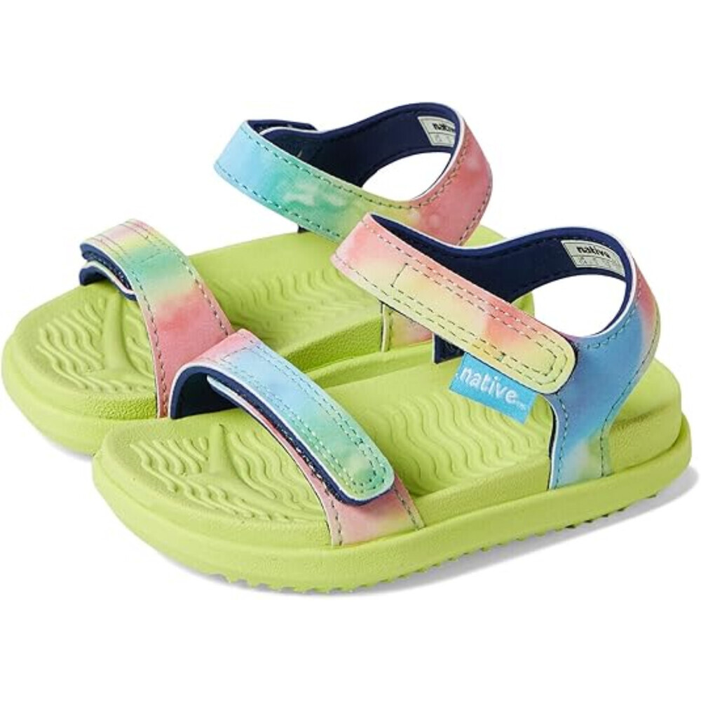 Native Shoes Charley Sandal Kids 6 Celery Green Sugarlite Tie Dye Print ZOGG2351